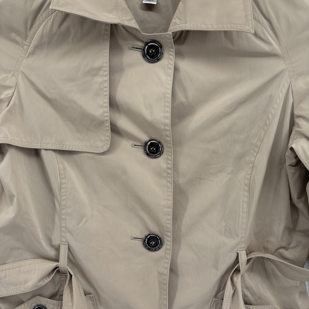TALBOTS double breasted trench coat tan cotton jacket‎ belted lightweight Large - Picture 3 of 13